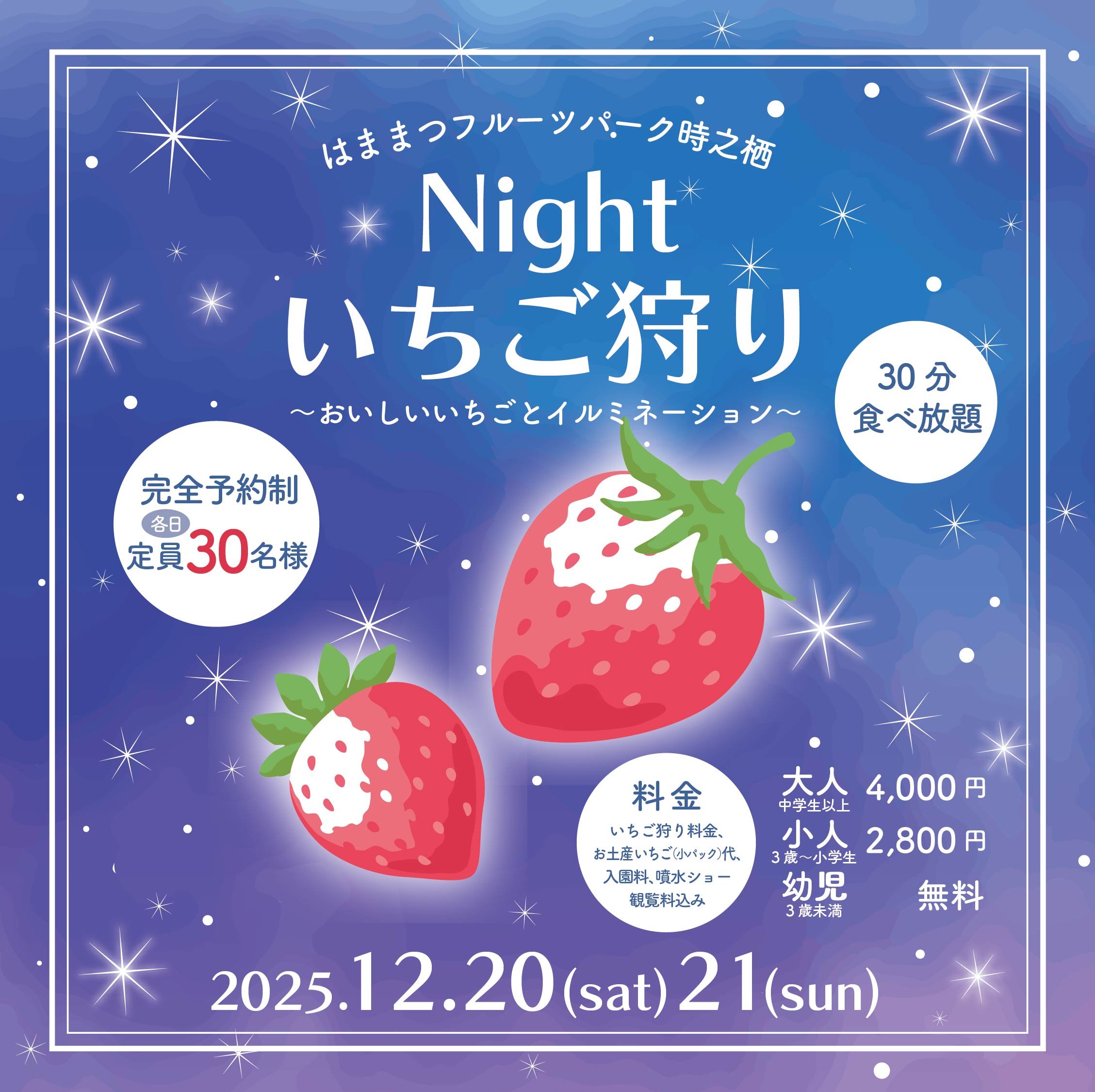 2025ナイトいちご狩り【完全予約制】画像
